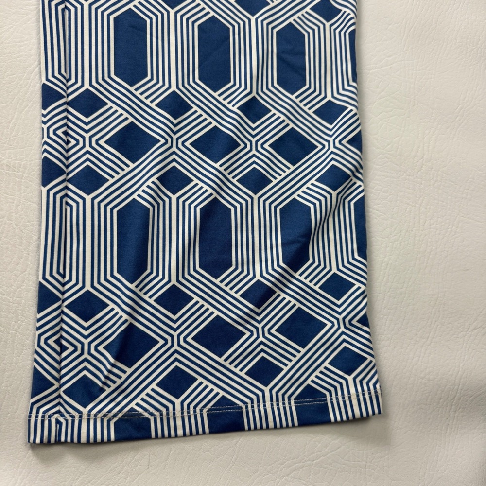 J.McLaughlin Navy White Geometric Link Wide Leg Pants Womens Size XL Stretch - Picture 9 of 13